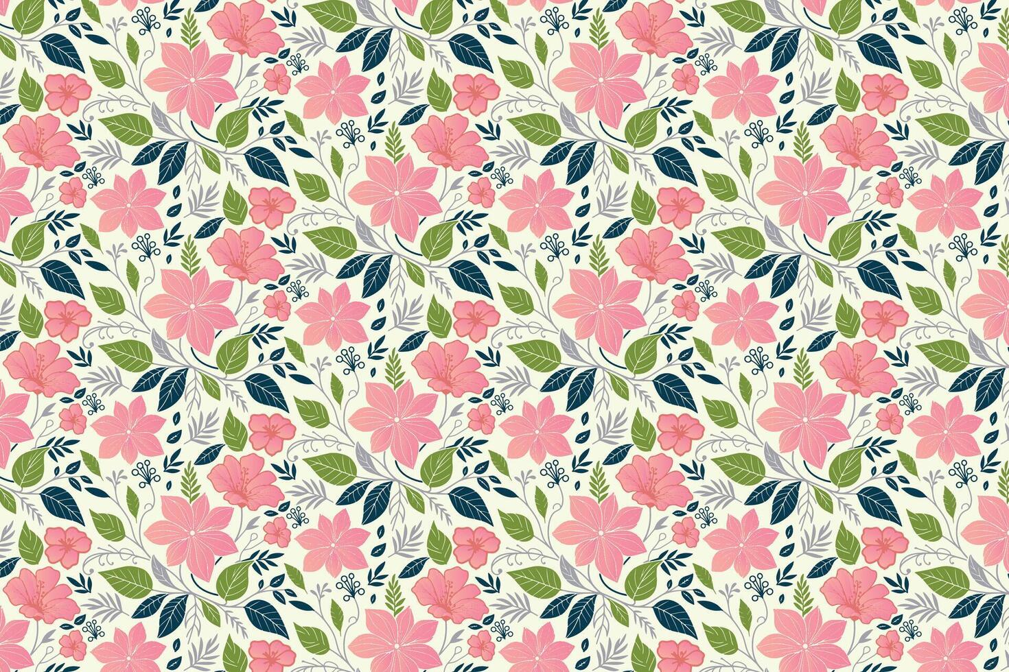 abstract rose and leaf pattern with delicate one line composition for home accessories, gift wrap sheets, and textile production vector