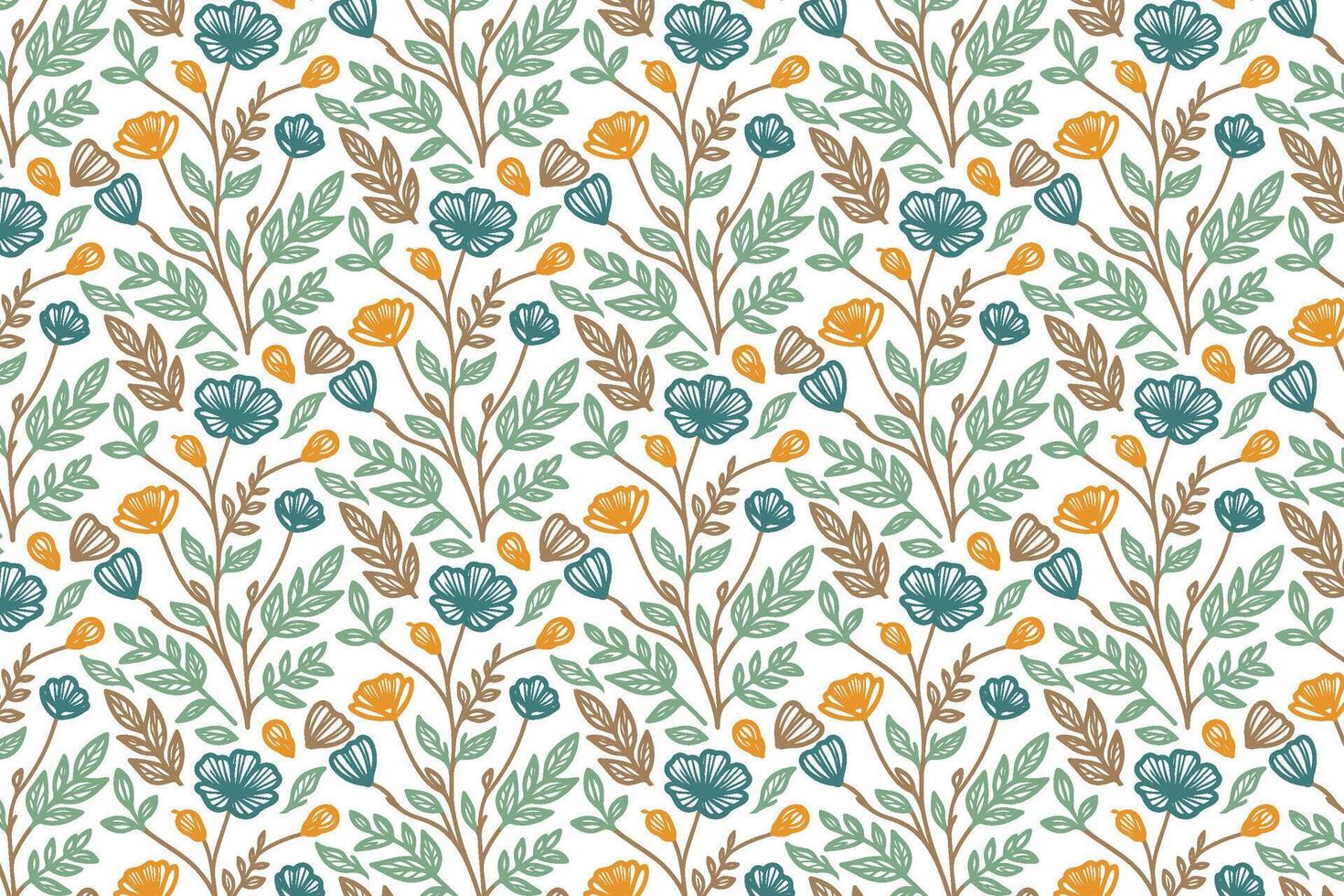 modern abstract flower sketch pattern created with simple petal outlines ideal for fashion industry and interior textile themes vector
