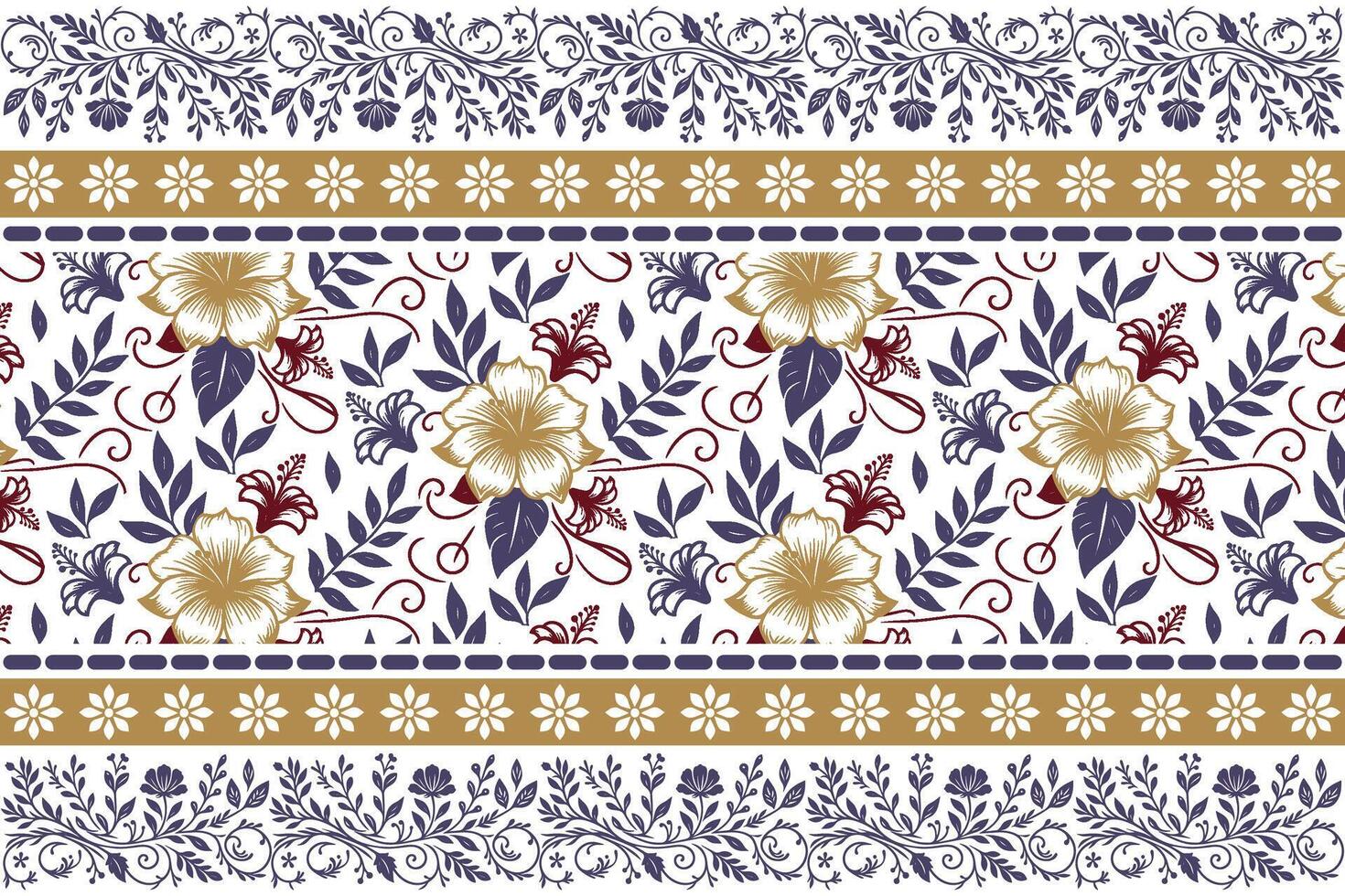 continuous one line botanical layout with ornamental border created for fashion textile, bedsheets, and kitchen table prints vector