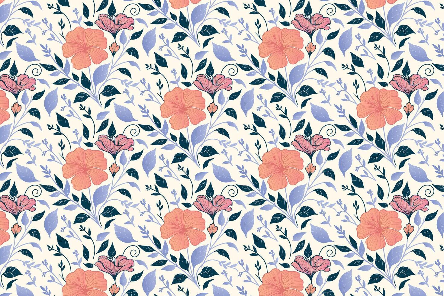 abstract floral pattern with hand drawn leaf and rose motifs for fashion accessories, kitchen fabric printing, and home textile applications vector
