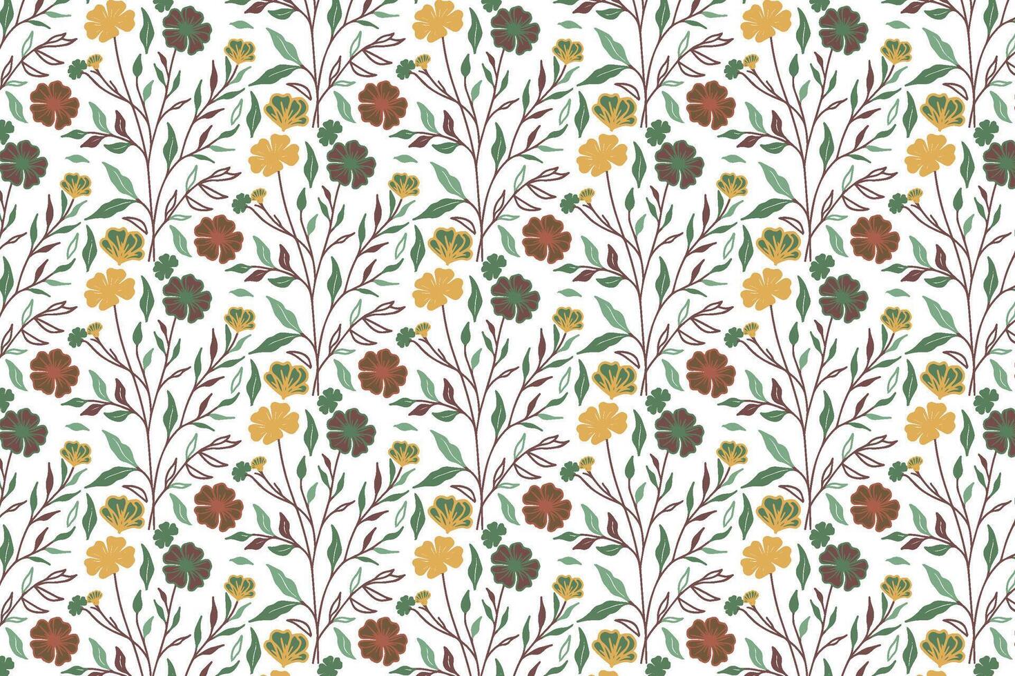 unique one line art flower pattern with repeat motifs for trendy textile home interior and print on fabric vector