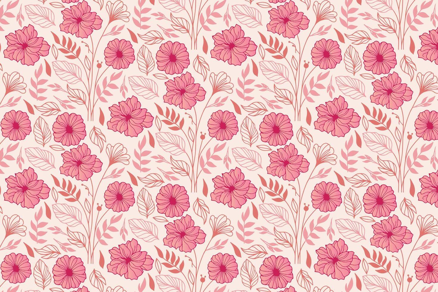 repeat flower pattern designed with abstract one line rose sketches and botanical elements for kitchen textiles, women clothing, and wrapping vector