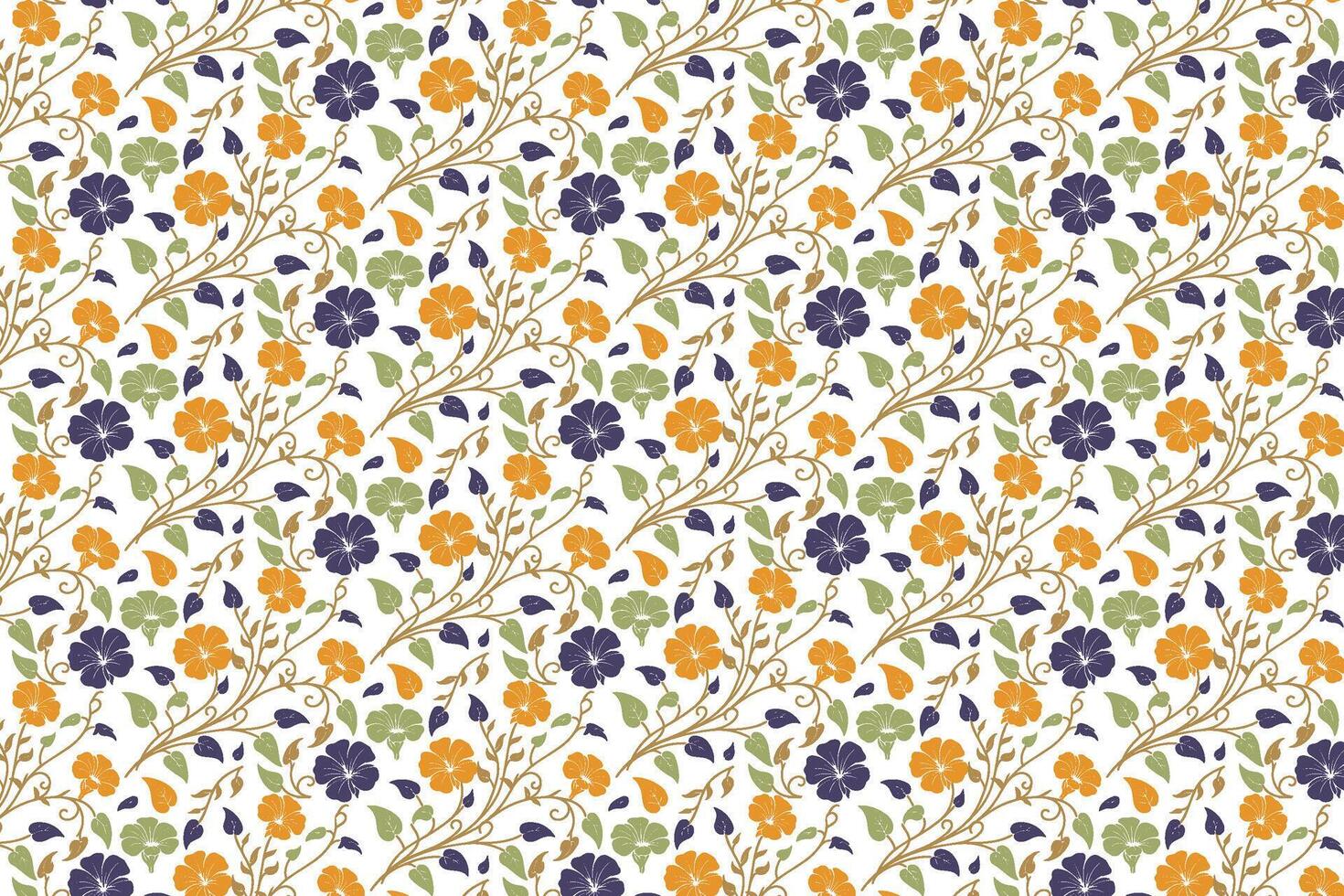 modern line art flower and leaf design for digitally printed fabric fashion wear wrapping sheets and interior textile usage vector