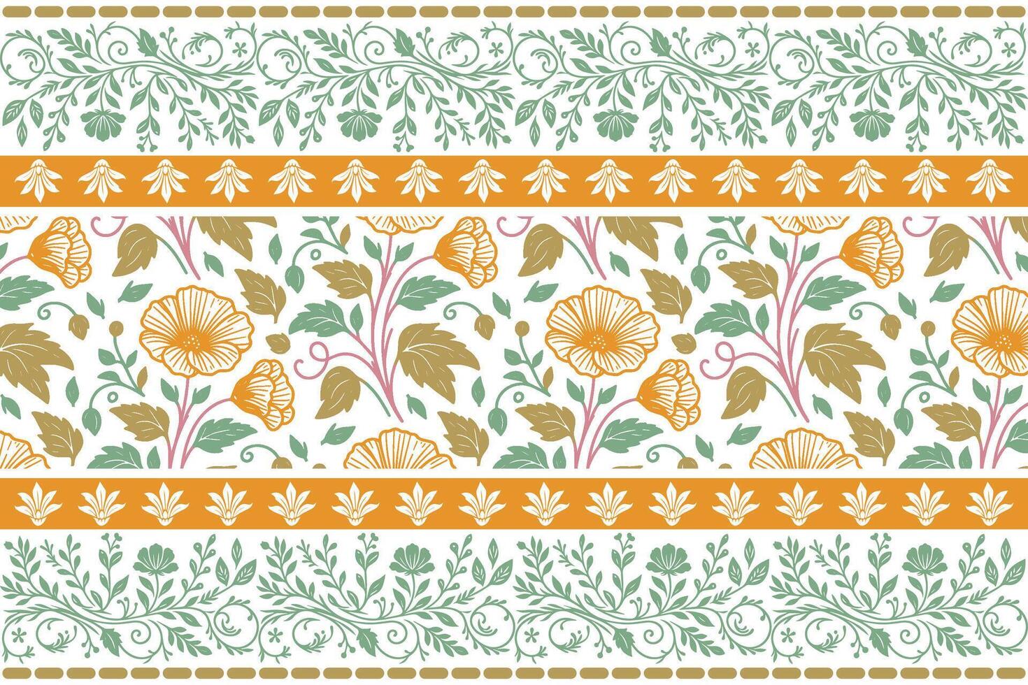 elegant border framing simple line floral illustrations used for pillow cover patterns, fabric design, and wrapping purposes vector