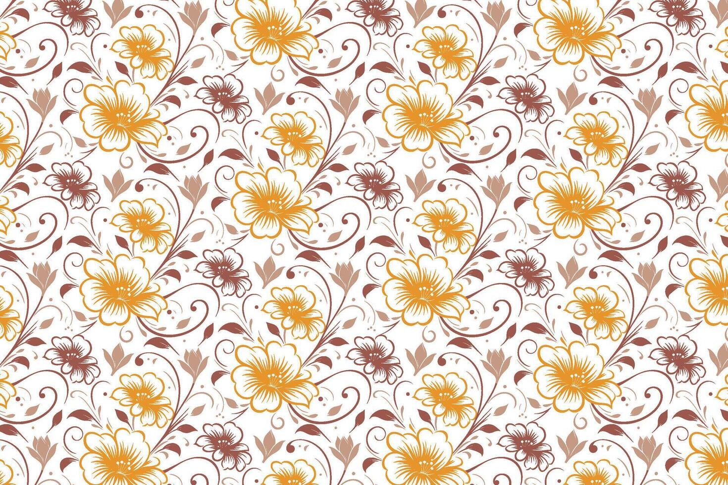 highly detailed single line floral illustration pattern used in trendy textile design home furnishing and table top accessories vector