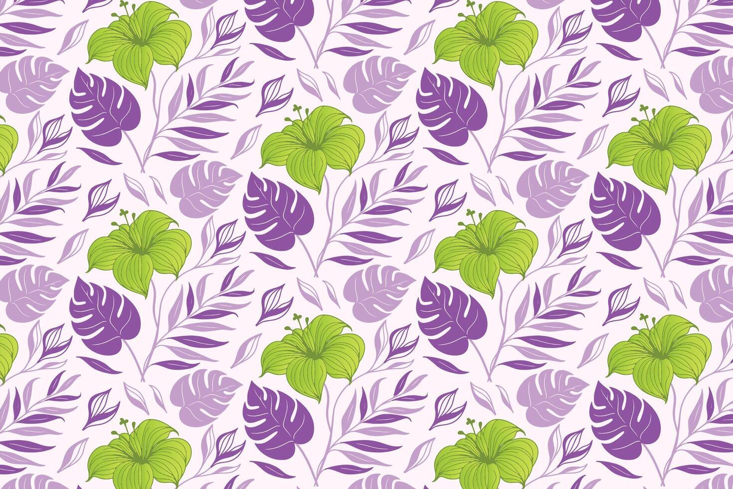 Floral pattern with purple and green leaves vector