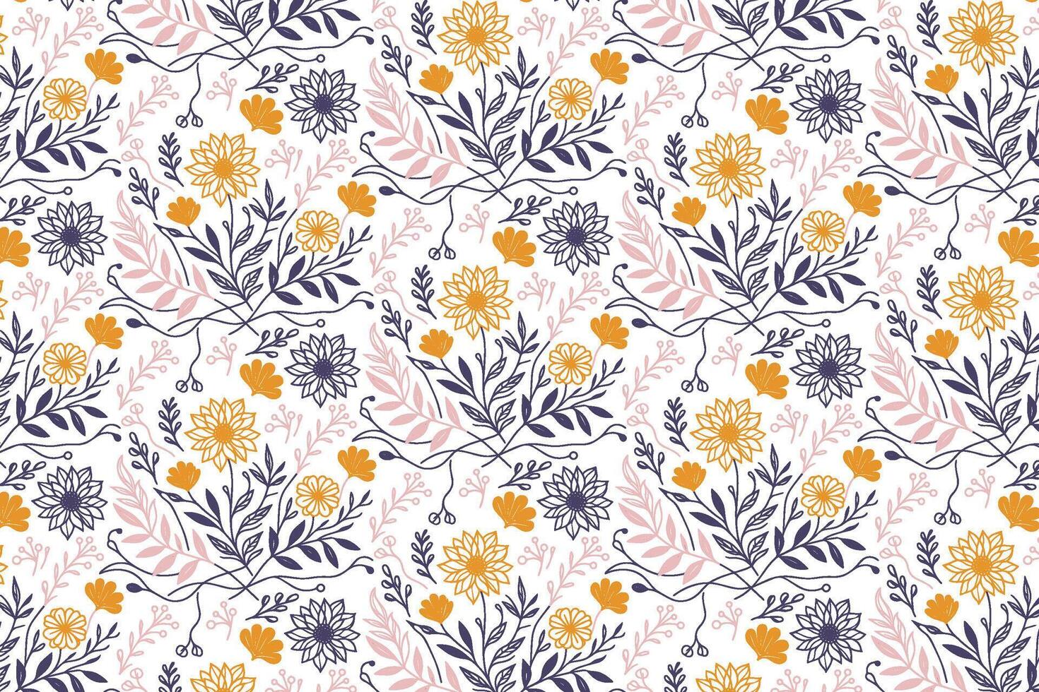 modern botanical floral sketch design with clean outlines for home textile use wrapping paper bedding decor and stylish fashion vector