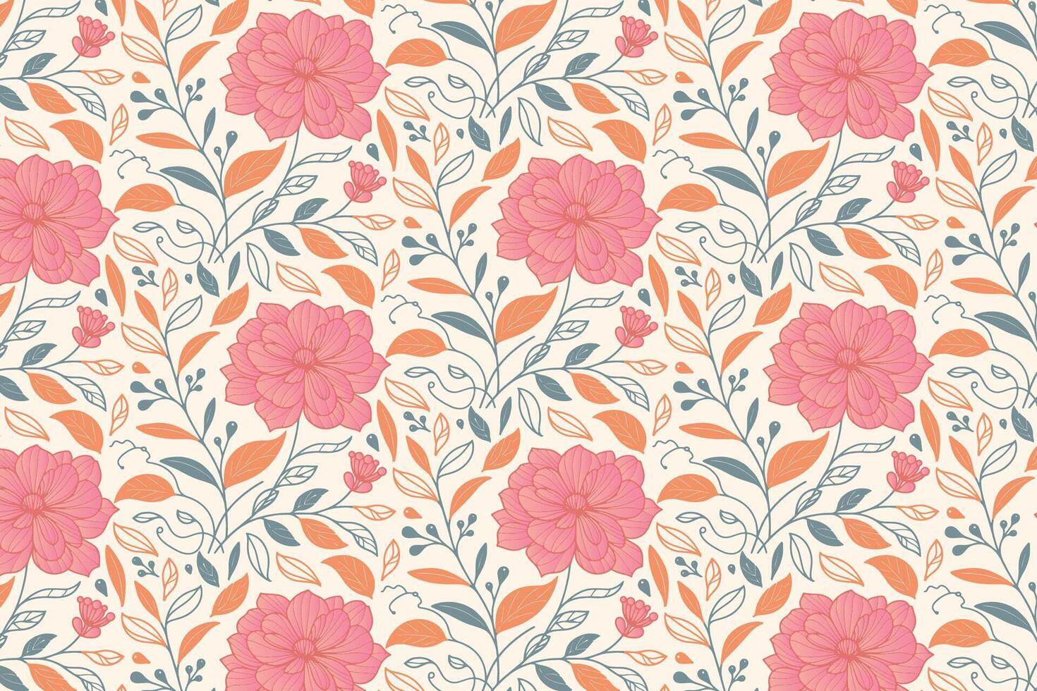 one line floral pattern with organic sketchy roses and vines for kitchen wear, soft furnishings, and textile product packaging vector