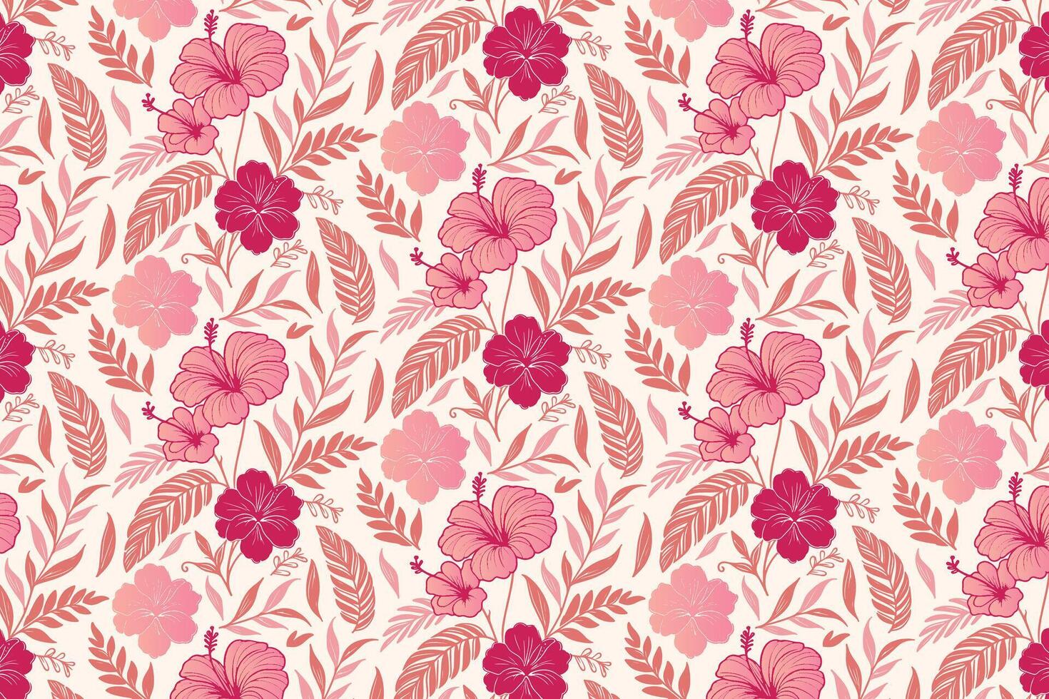 line floral pattern with sketch-style cotton flower clusters and decorative leaves for use in textile printing, wrapping paper, and fashion design vector