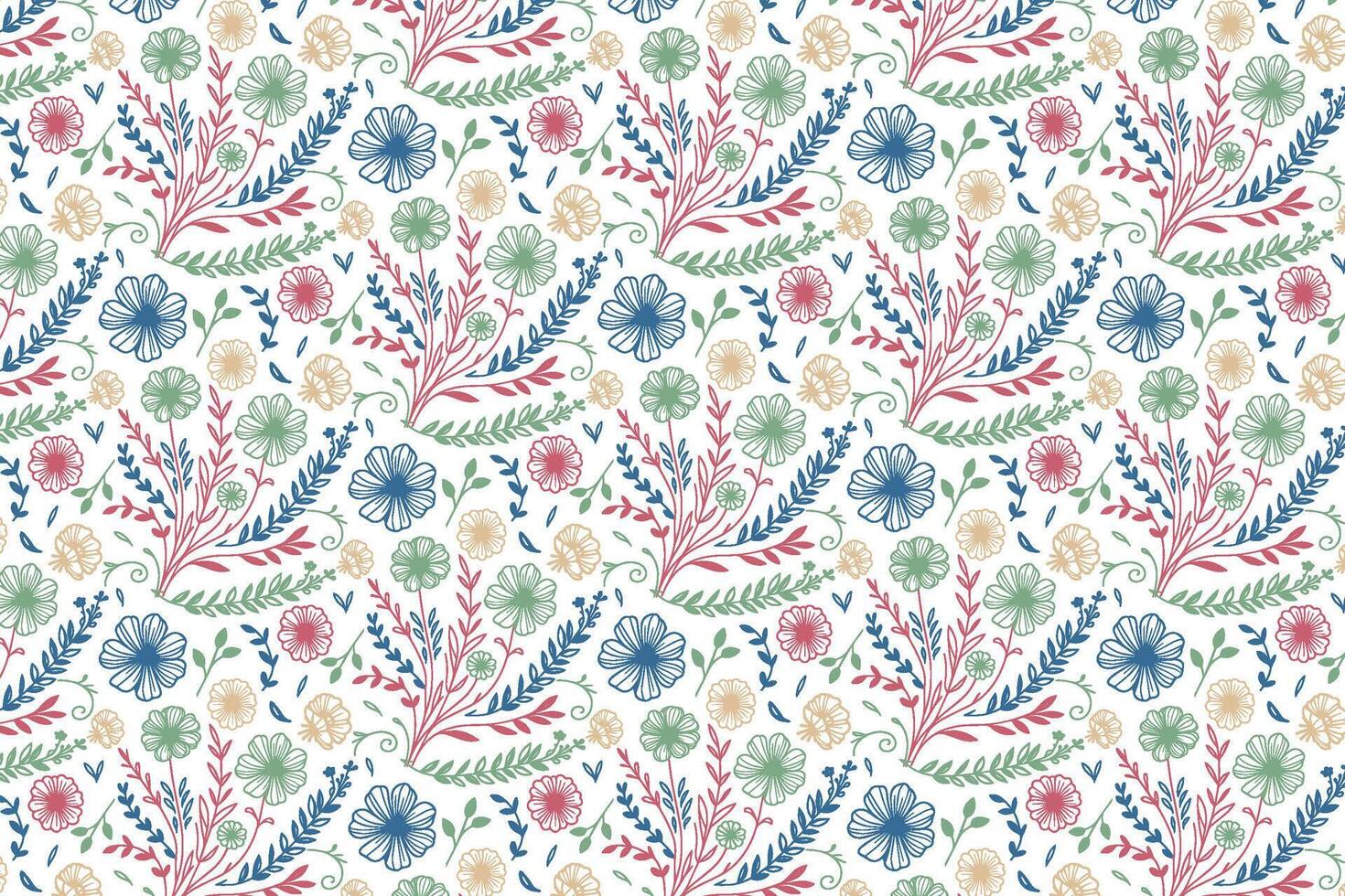 natural botanical flower design with flowing outlines for textile surfaces fashion clothing wraps and interior fabric accessories vector