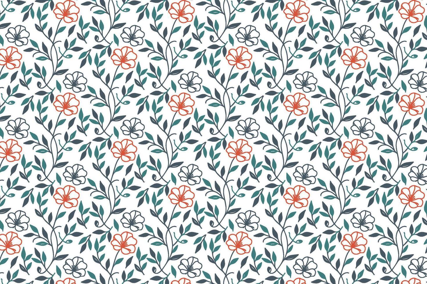 decorative botanical line art pattern designed with abstract floral shapes for interior textile design kitchen wear wrapping and fabric printing vector