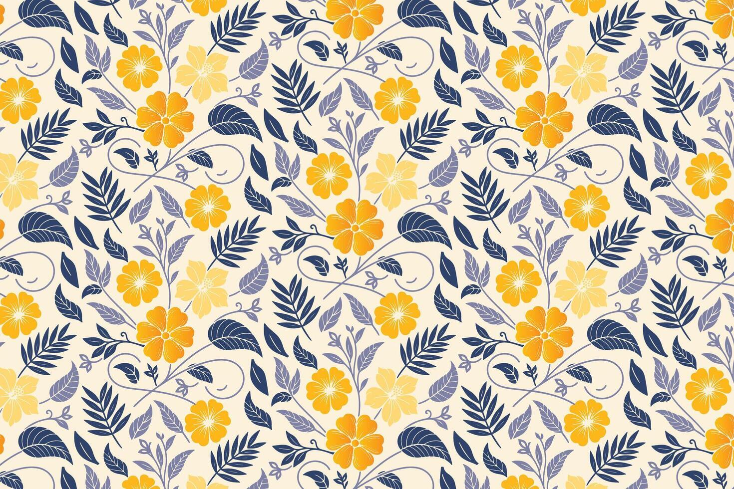 hand drawn flower pattern with cotton illustrations and minimal foliage for kitchen textiles, fabric design, and packaging vector