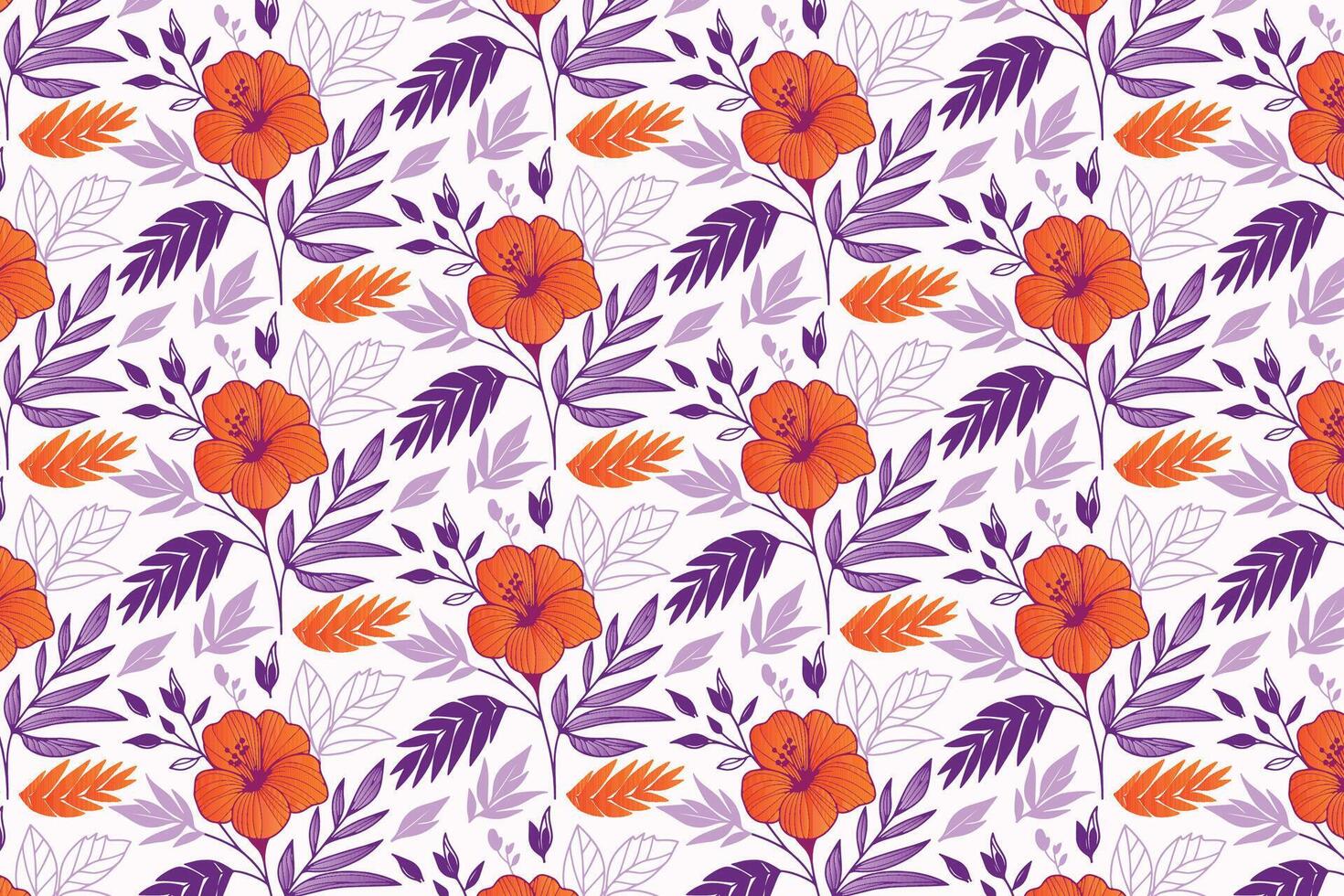 modern floral repeat pattern with one line flower and botanical elements for use in printed fabric, kitchen linens, and creative gift wrap applications vector