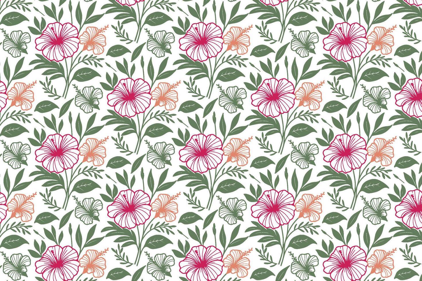 floral pattern with flowing one line art style used in pillow cover production textile printing fashion wear and home wrapping vector