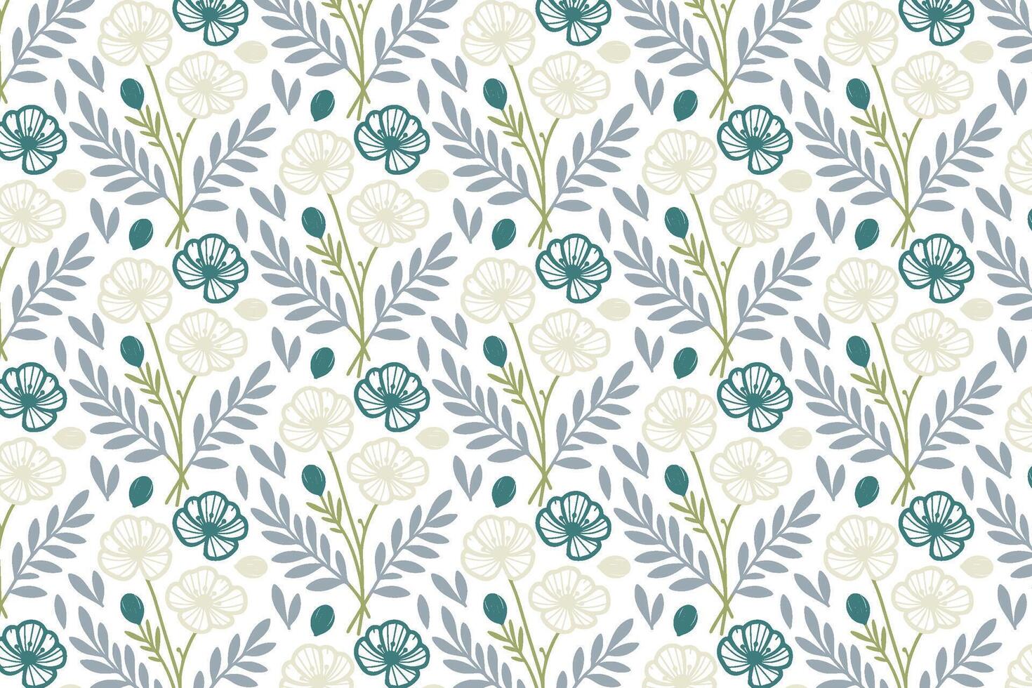 floral line art with cotton flowers and minimal design used for wallpaper textile and modern wrapping needs vector