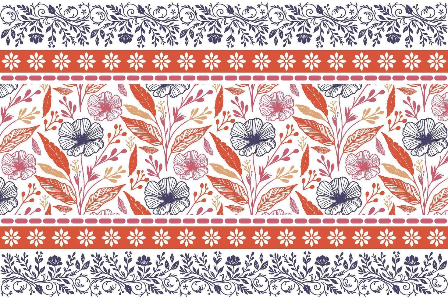 hand drawn border accents with floral one line pattern made for home textile printing, fabric accessories, and stylish gift wrap vector