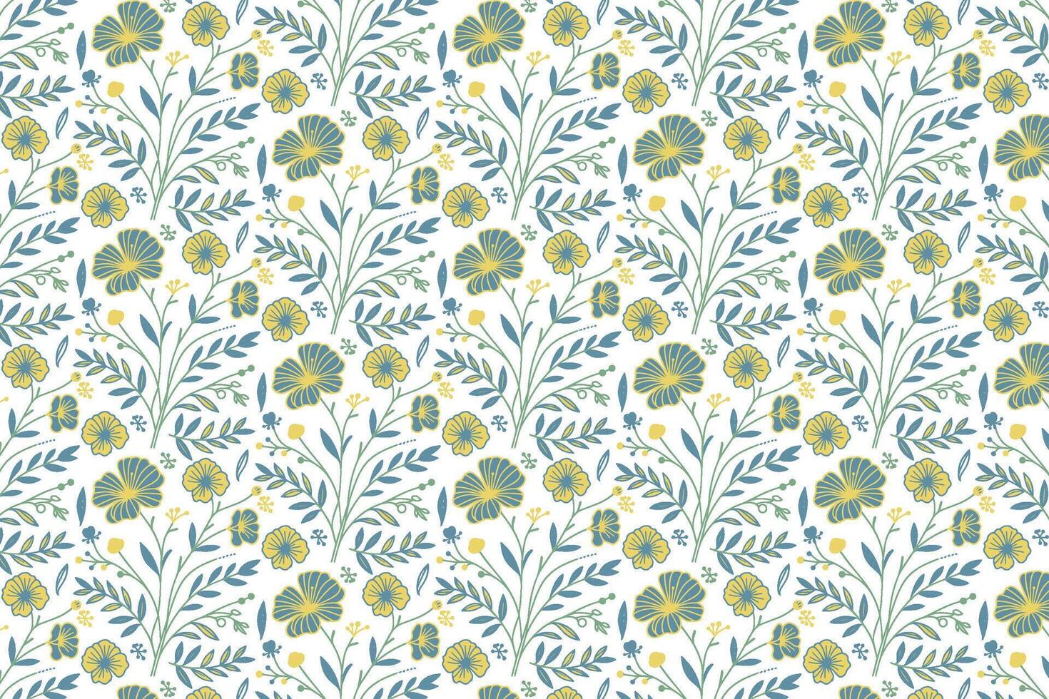 detailed floral sketch pattern with outline petals and leaves designed for home textile fashion and product decoration vector