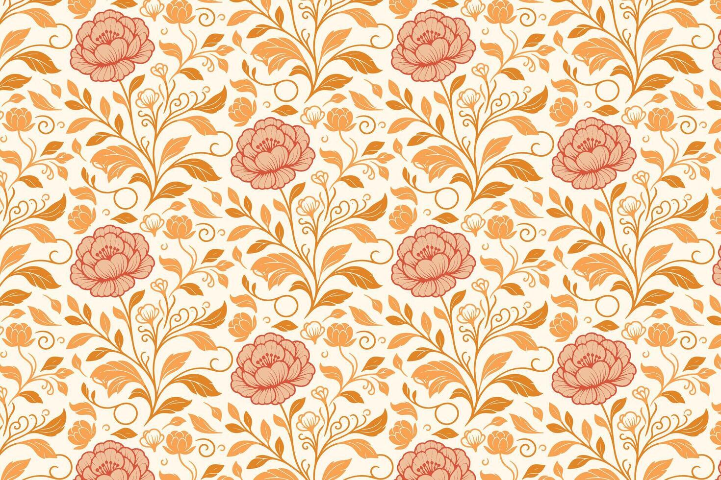 artistic repeat pattern of roses and leafy vines in a minimal sketch style for home textile creation, gift wrapping sheets, and product packaging vector