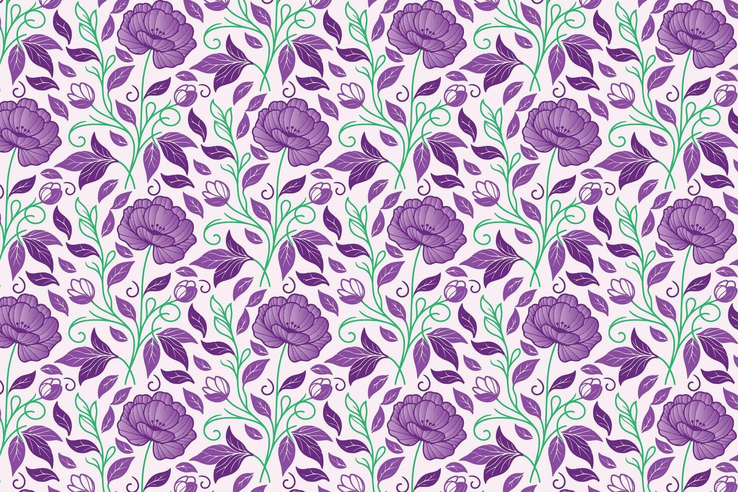 floral pattern with modern rose outlines and line art leaves designed for wrapping sheets, pillowcase fabrics, and contemporary fashion designs vector