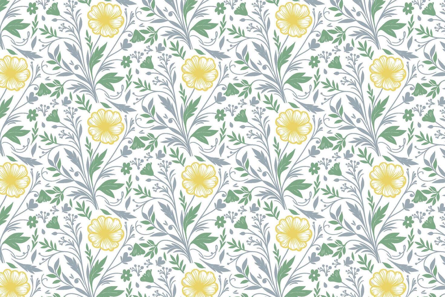botanical illustration pattern in continuous line for creative wrapping paper and fashion textile collections vector