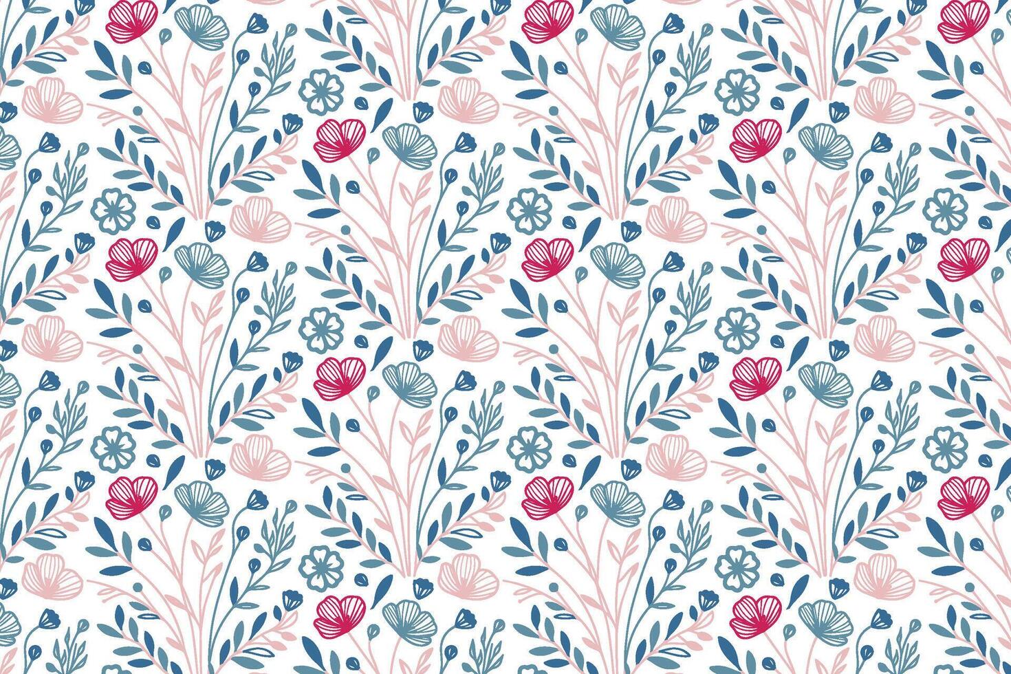 minimal flower pattern with abstract botanical shapes in line art style for digital textile printing kitchen items and pillow cover production vector