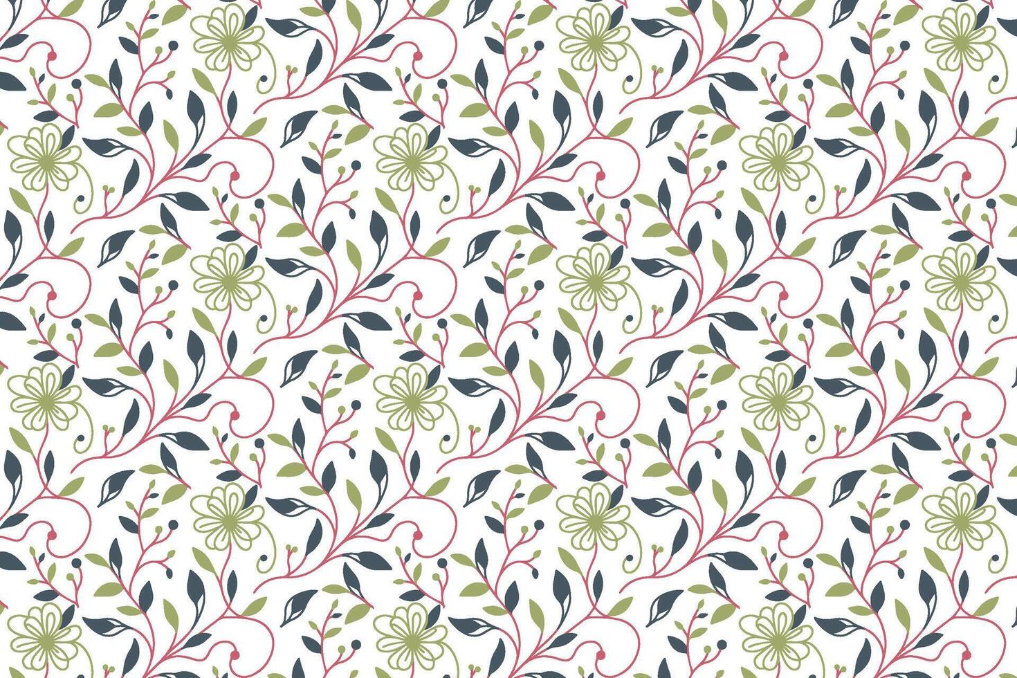botanical line drawing pattern with floral motifs and repeat structure perfect for wrapping paper textile packaging and fashion prints vector
