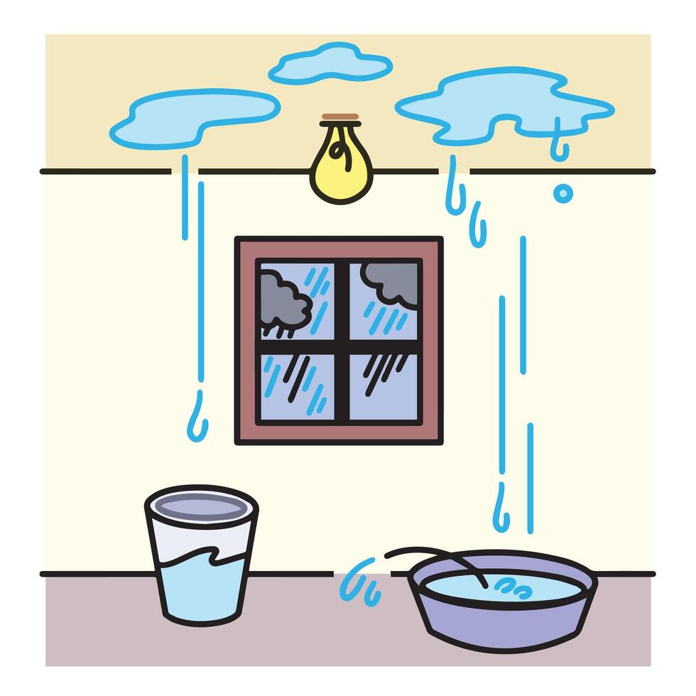 Illustration of indoor water leak vector