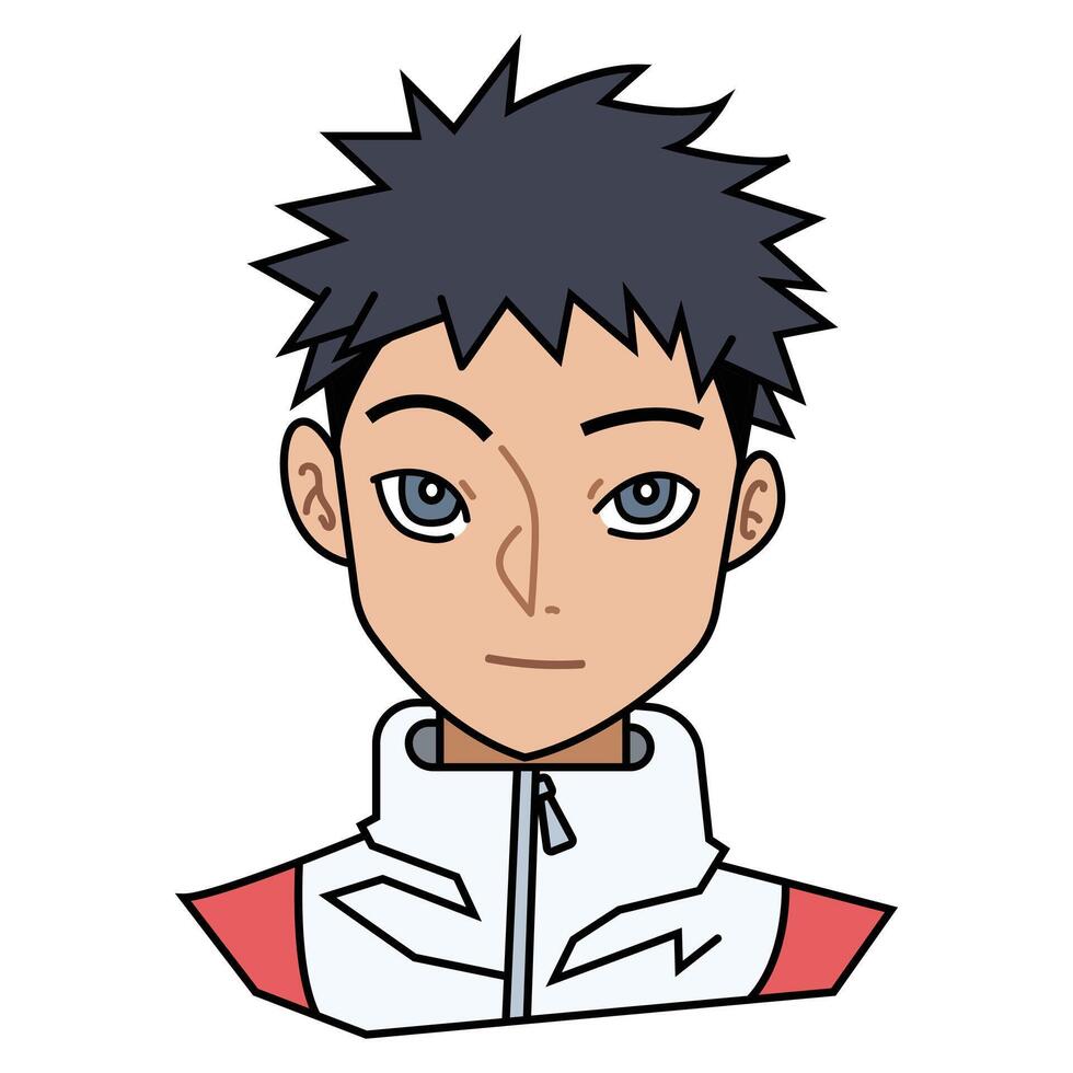 Anime character with spiky hair vector