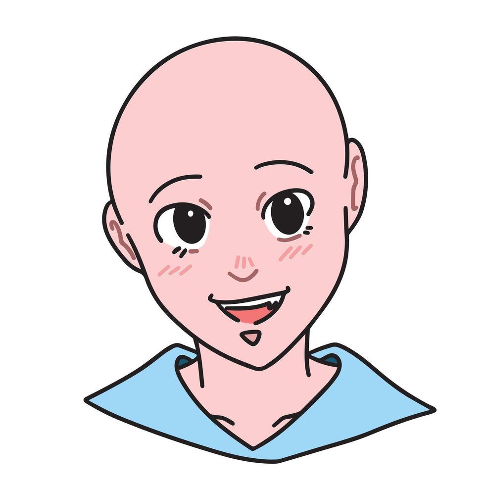 Young person cancer survivor simple outlined colorful illustration isolated on square white background. vector