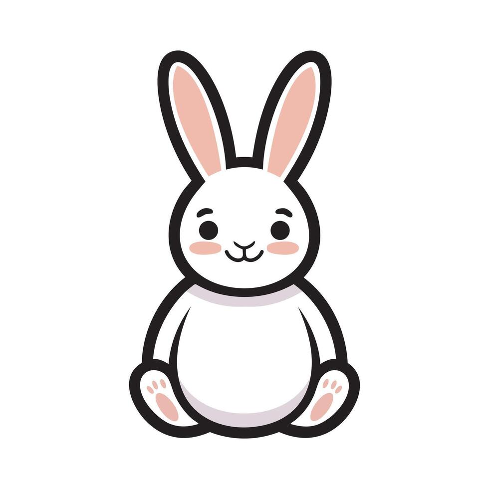 Adorable white bunny with pink cheeks and a friendly smile vector