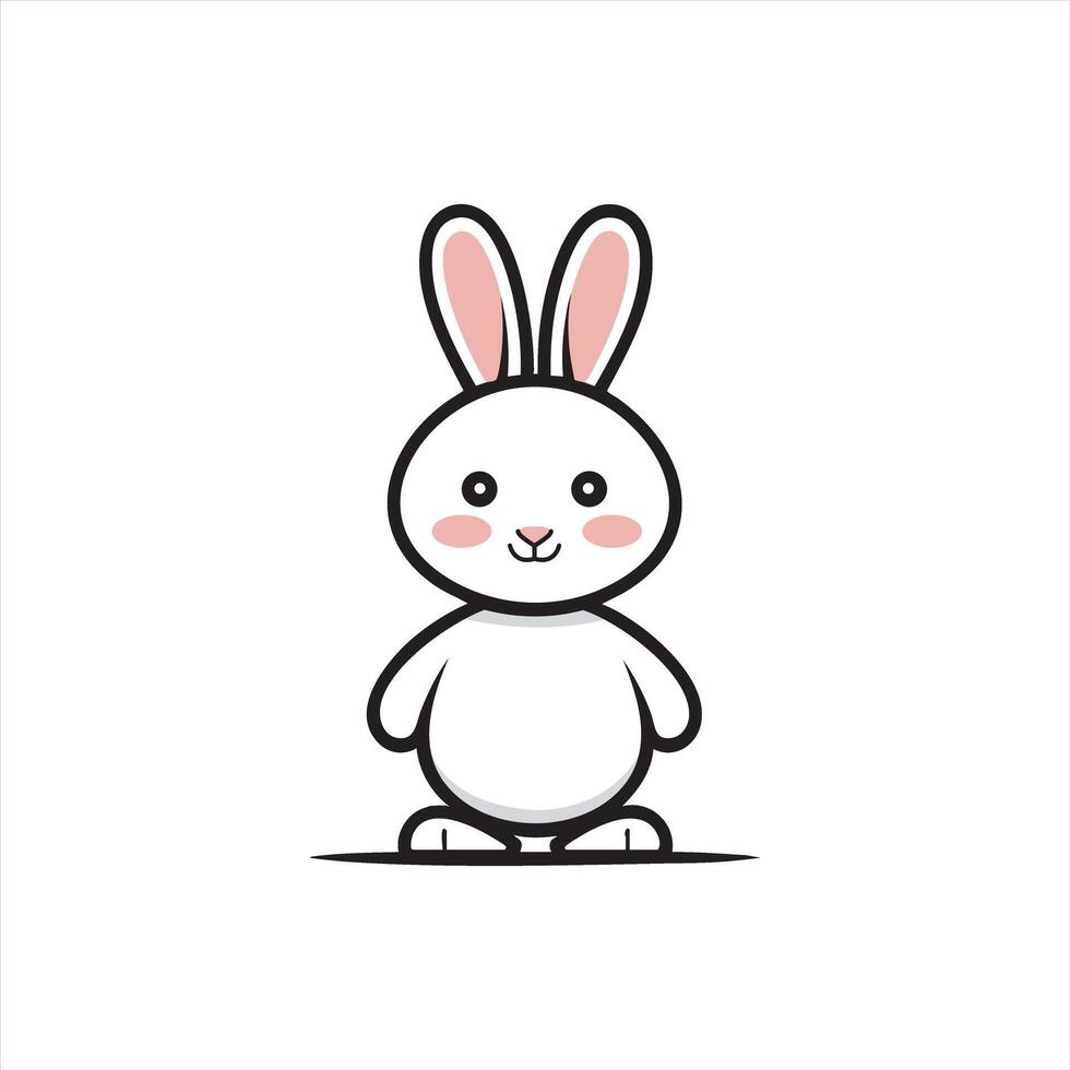 A cute white bunny standing upright with a joyful expression vector