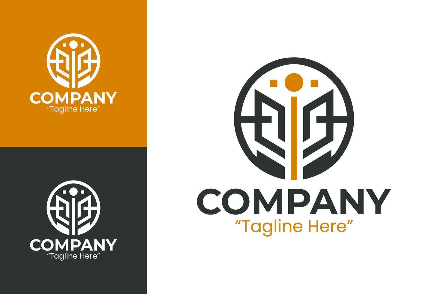 Abstract Geometric Shapes Logo for Professional Company Identity in Orange and Black vector