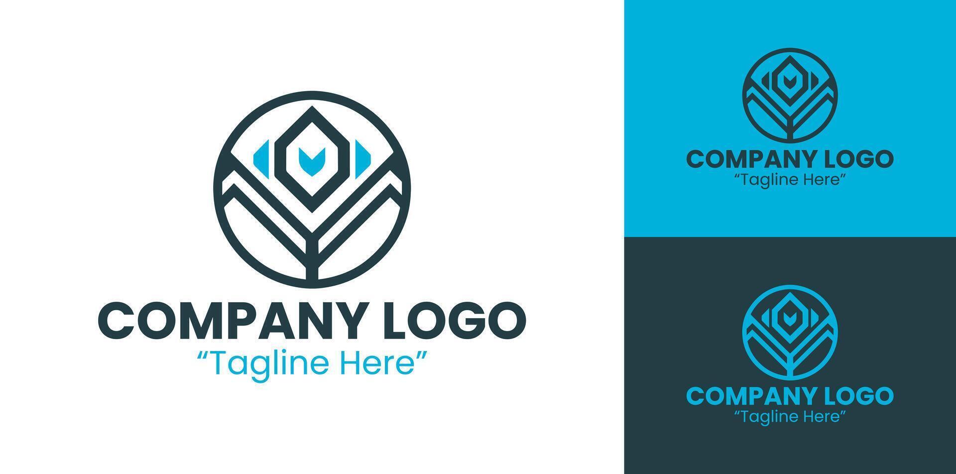 Bold and Dynamic Company Logo for Business Branding and Corporate Identity in Light Blue and Dark Blue vector