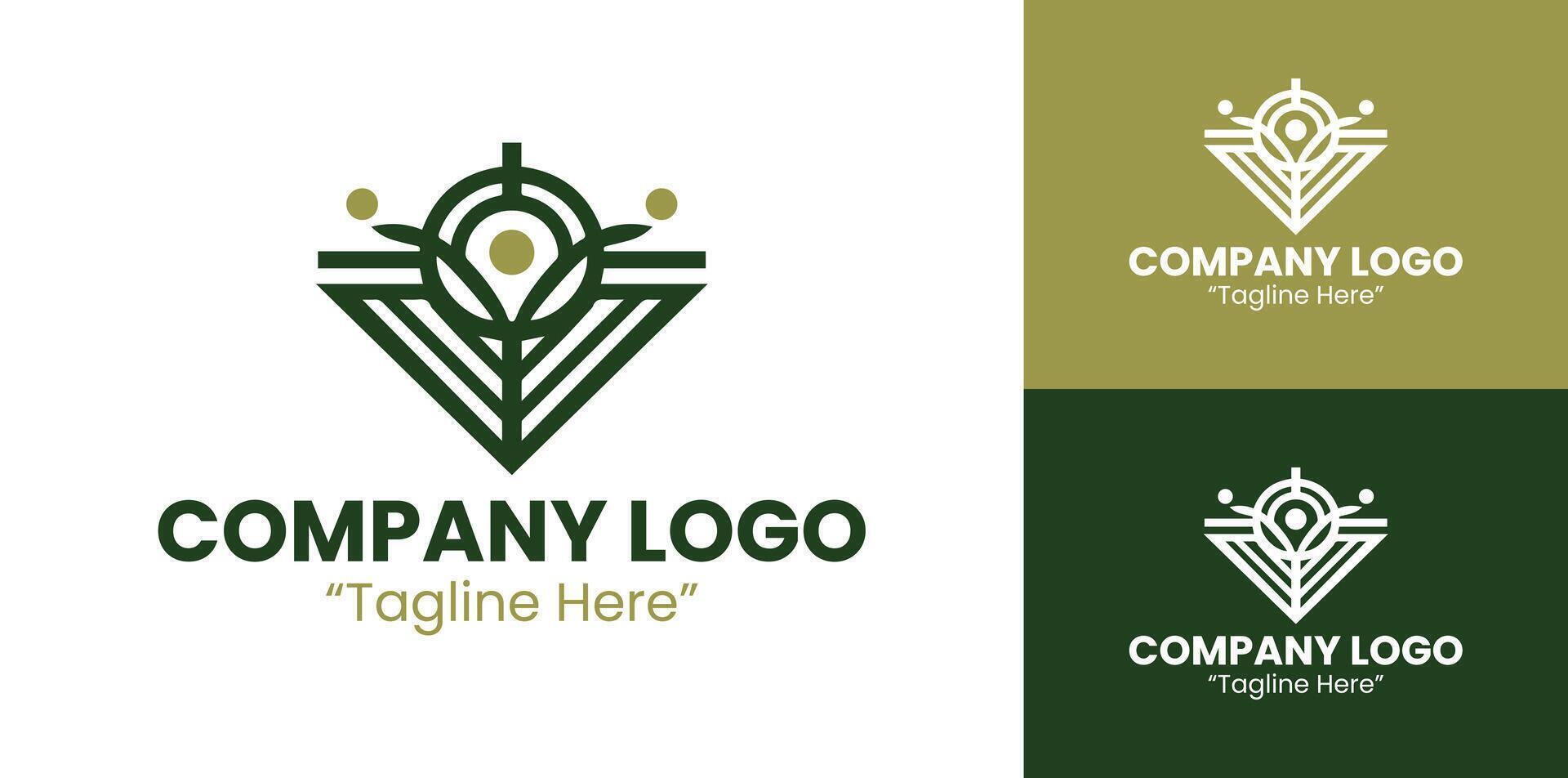 Minimalist and Sleek Company Logo for Professional Business Branding in Gold and Dark Green vector