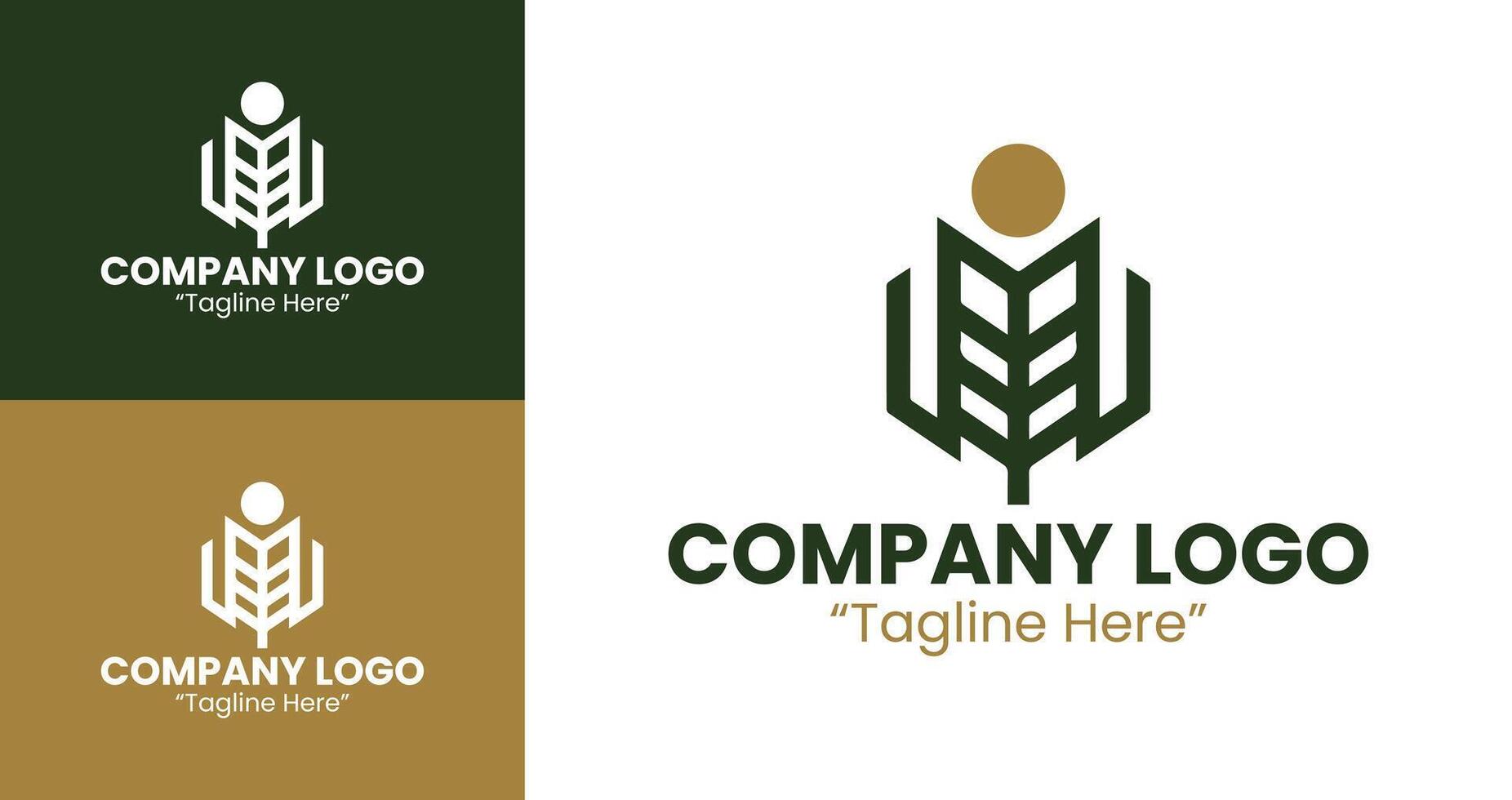 Minimalistic and Dynamic Logo Designs for Digital Marketing Agencies in Gold and Green vector