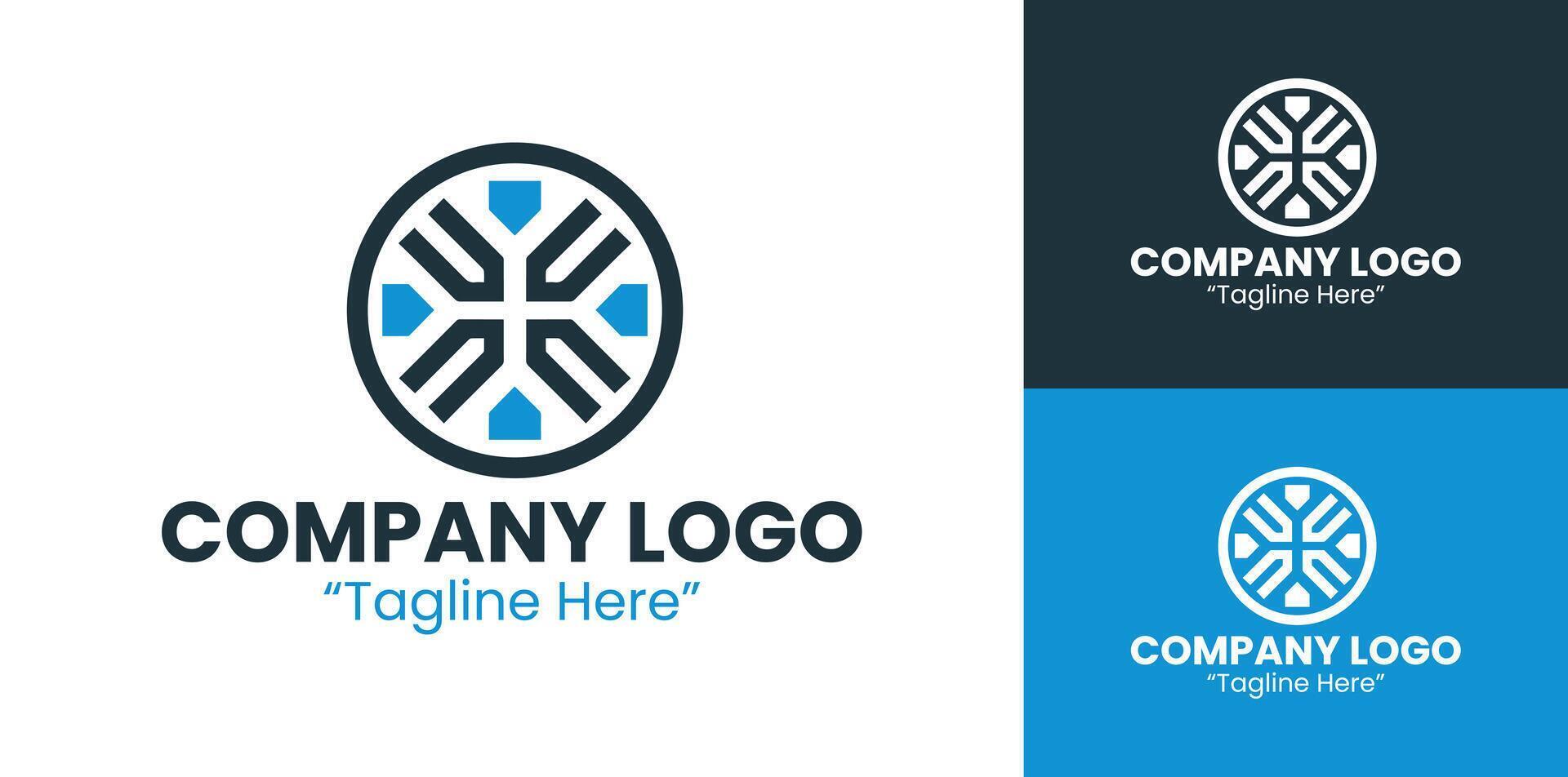 Modern Geometric Logos for Creative Agencies and Startups in Light Blue and Dark Blue vector