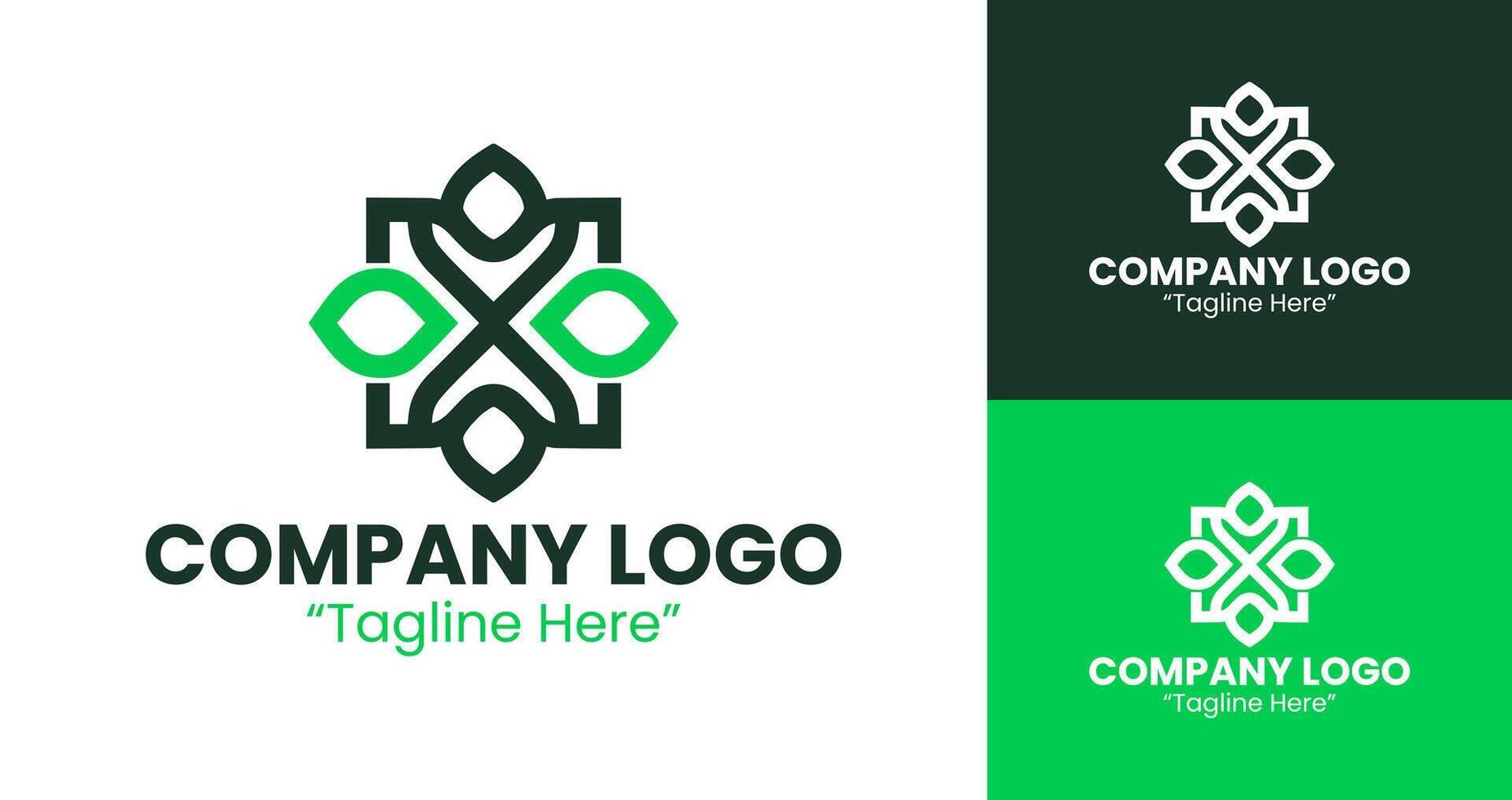 Geometric Logo with Abstract Shape for Creative Business Branding and Identity Design in Light Green and Dark Green vector