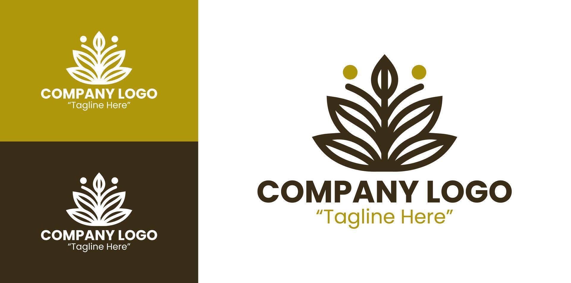 Elegant Nature-Inspired Logo Design for Eco-Friendly Business Branding and Identity in Gold and Dark Brown vector