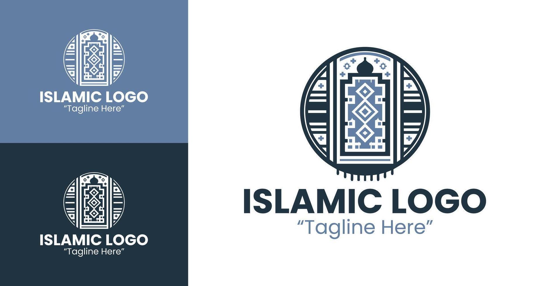 Traditional Prayer Mat Logo Design for Islamic Art and Cultural Branding vector