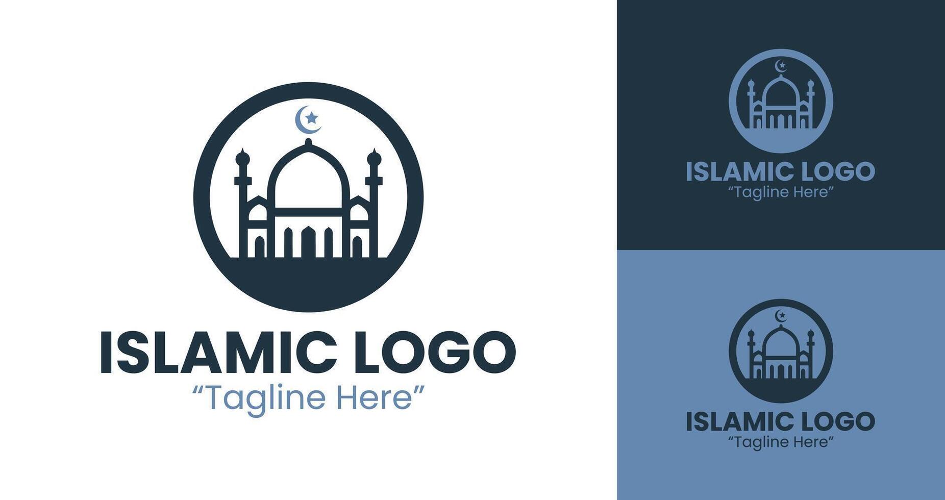 Islamic Logo Design Featuring Mosque Dome and Crescent Moon vector