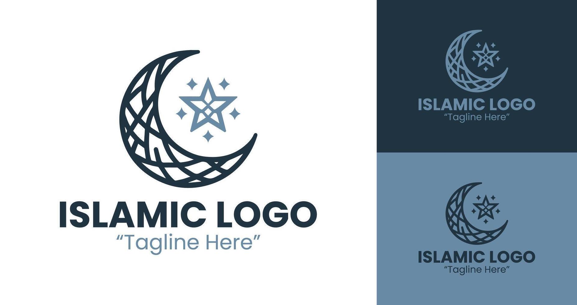 Elegant Islamic Logo with Crescent and Star Symbol for Religious Branding vector