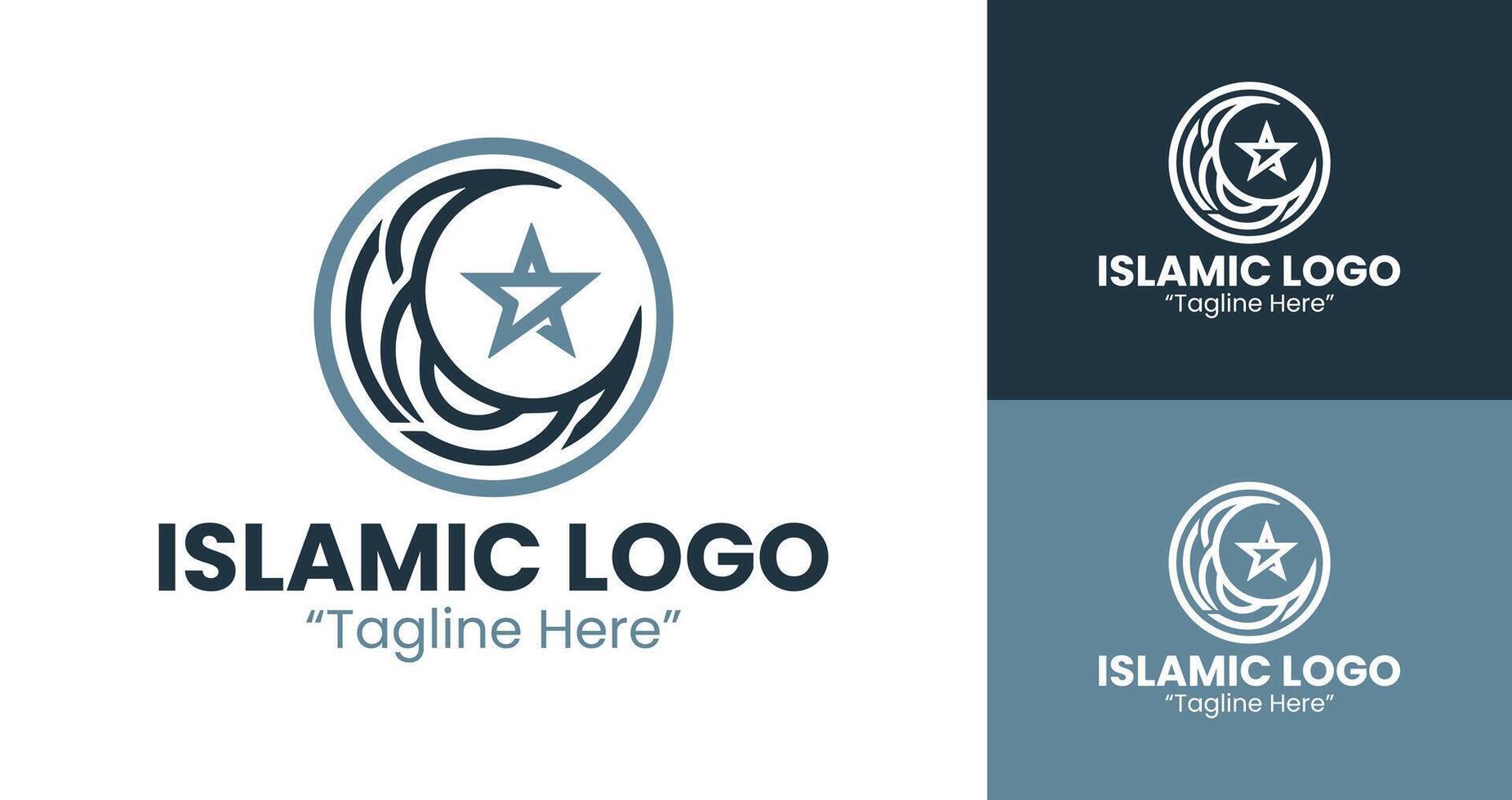 Unique Islamic Star and Crescent Logo for Elegant Business and Branding Solutions Light Blue and Dark Blue vector