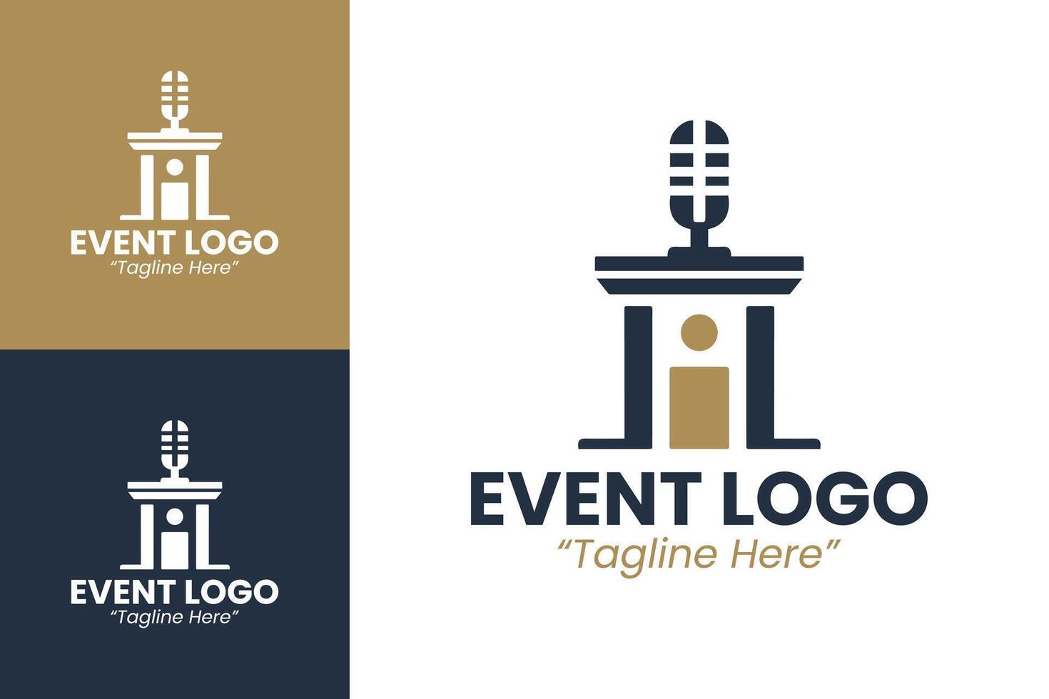 Sleek Event Logo for Concerts with Microphone in Blue and Gold vector