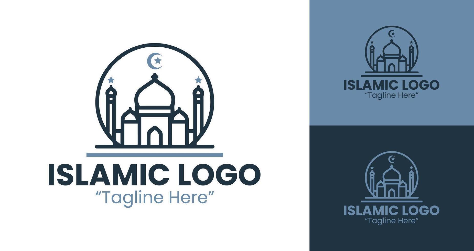 Creative Islamic Logos for Branding with Mosque Dome and Stars vector