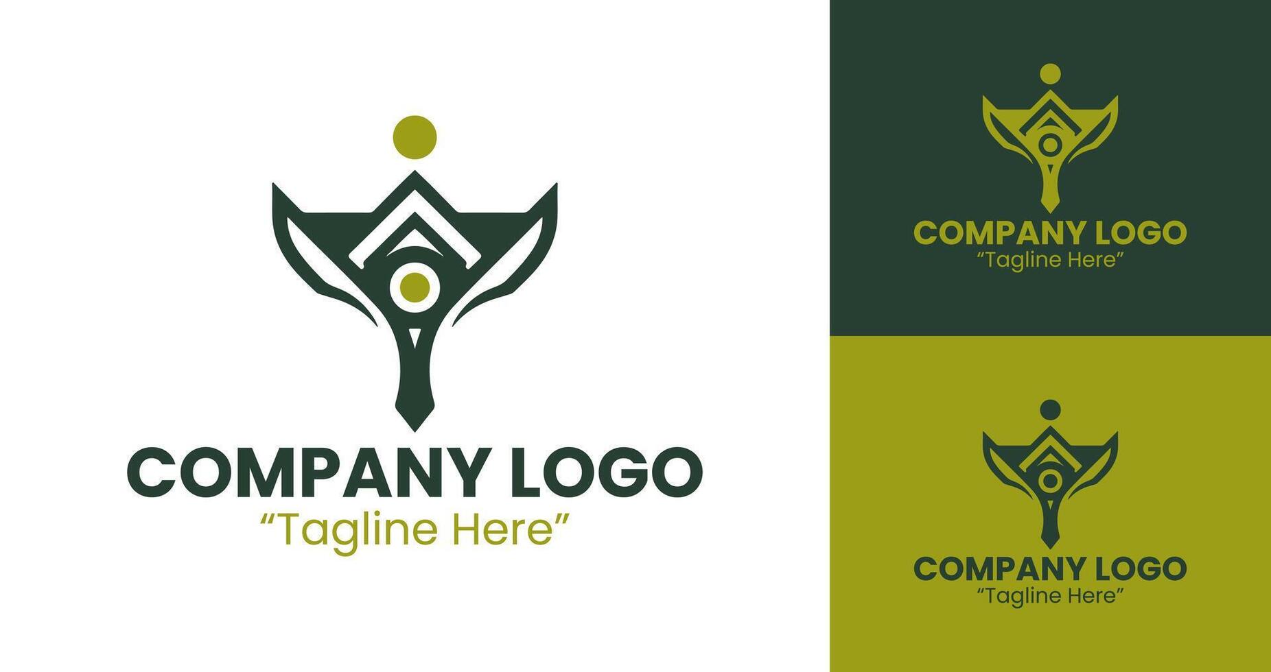 Creative Modern Company Logo Design for Business Branding Solutions in Gold and Dark Green vector