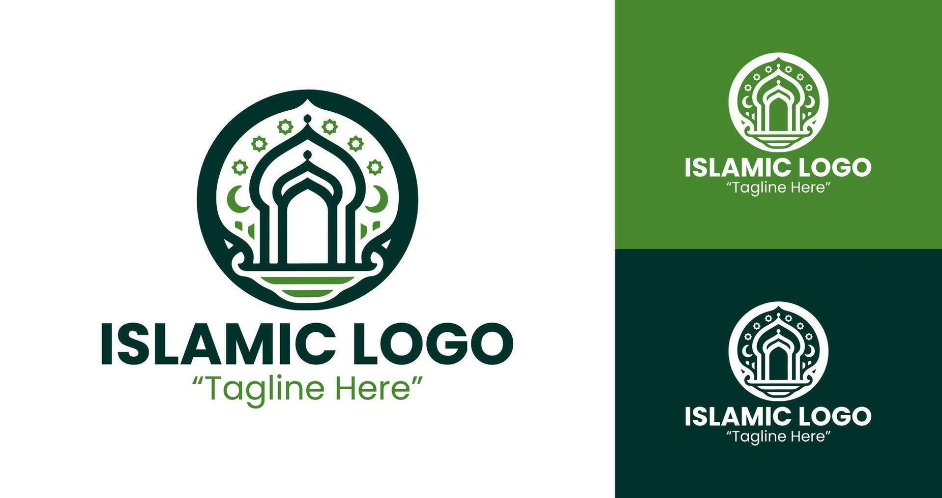 Geometric Islamic Logos in Green for Branding and Design vector
