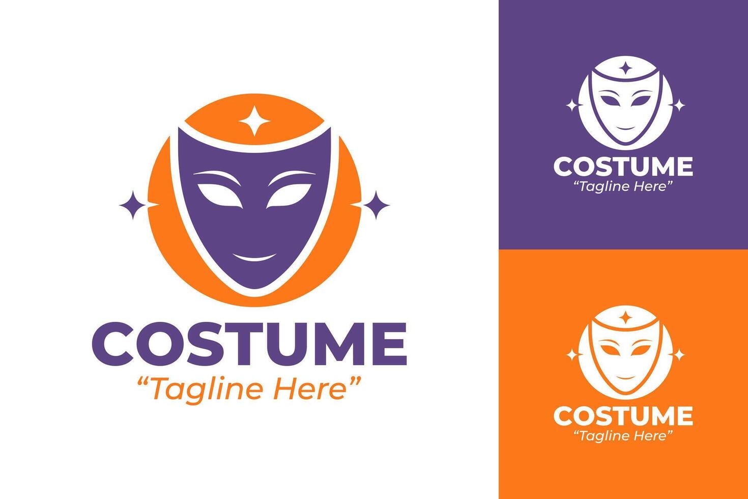 Vibrant Purple and Orange Costume Logo for Dynamic Branding and Performance Identity vector