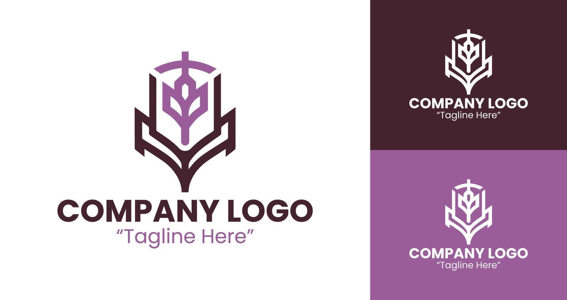 Modern Company Logo with Diamond Shape and Clean Leaf Elements for Branding in Purple Color vector