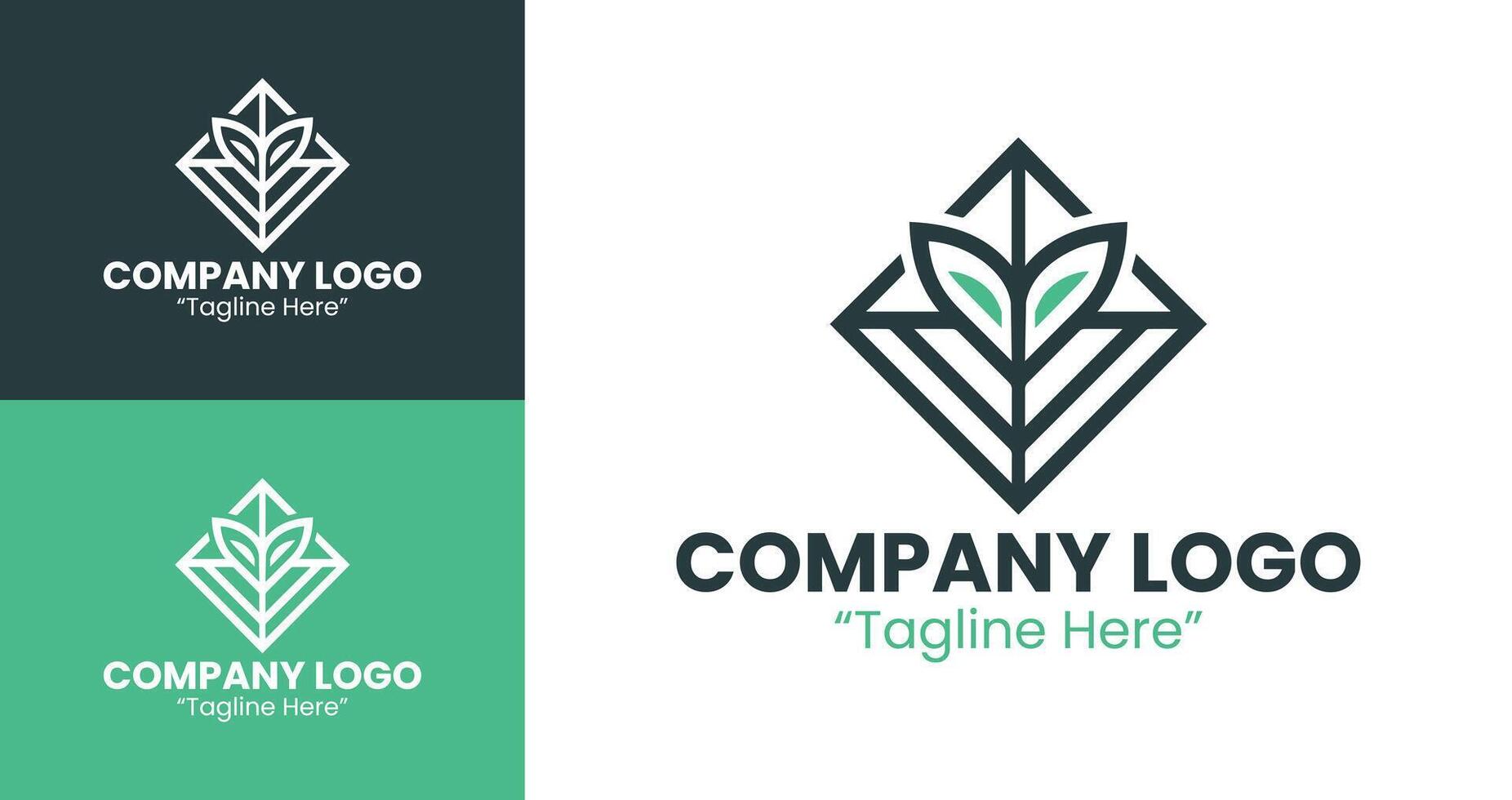 Modern Shield Company Logo with Abstract Leaf and Cross Inspired Symbol in Green Color vector