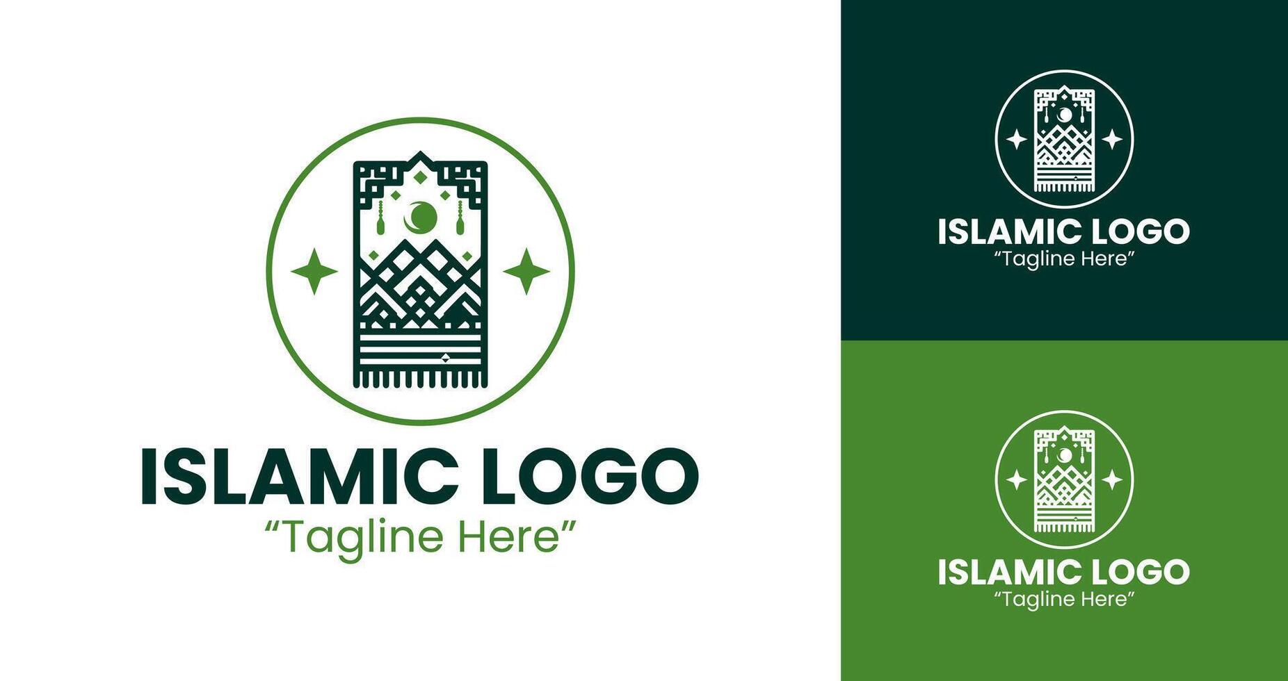 Elegant Prayer Mat Logo Design with Circle Frame for Islamic Branding vector